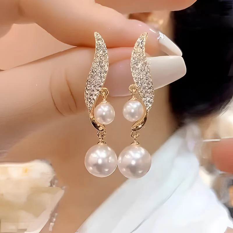 铜合金合成锆石耳饰 1080轻奢优雅大气法式女士女式气质时尚耳钉