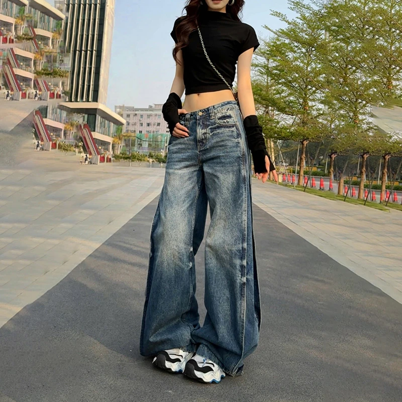 【现货】33929显瘦裤子2025年春季款复古高品质设计洗水牛仔直筒裤