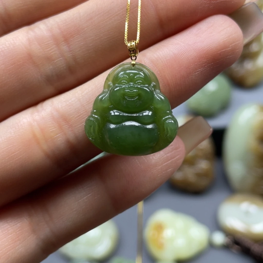 【闪购商品】和田玉18K金镶嵌挂件