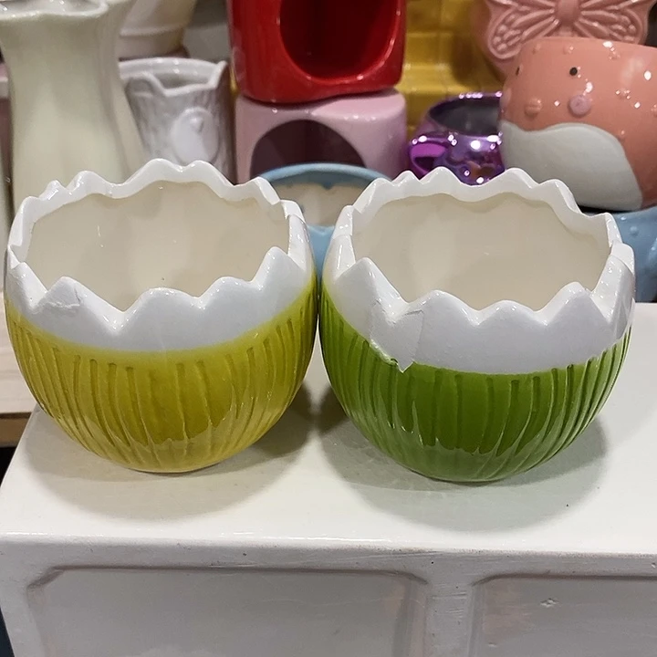 陶盆有孔 瑕疵针孔漏釉介意勿拍外口 8外高7