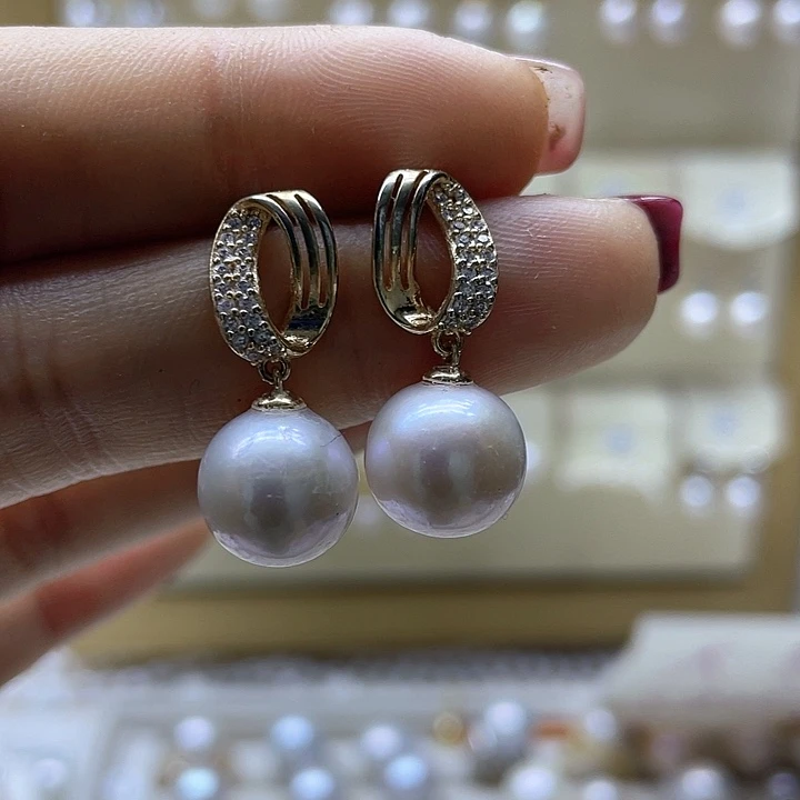 淡水珍珠耳饰银S925镶嵌
