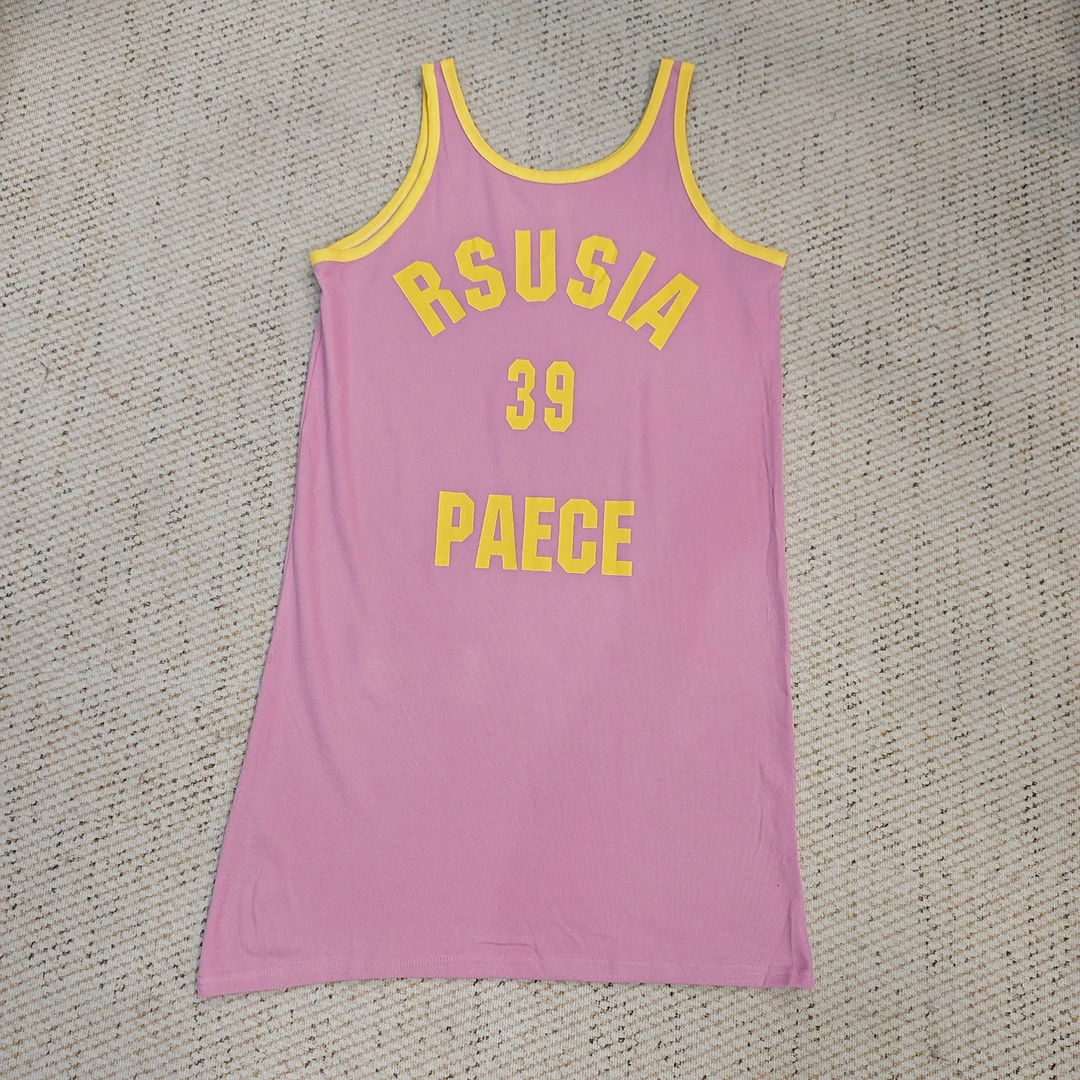 2025夏季新款韩版休闲宽松字母印花吊带背心连衣裙3491