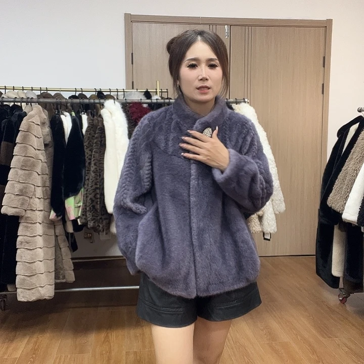 皮毛一体外套女中长款