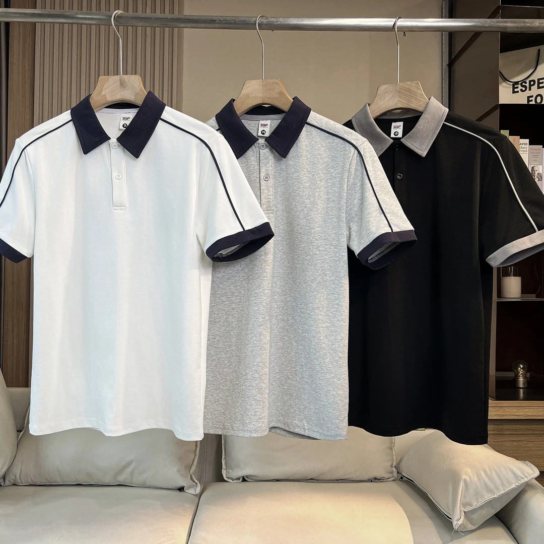 夏季男士基础大众短袖拼色拼接polo衫文艺设计感休闲半袖t恤上衣