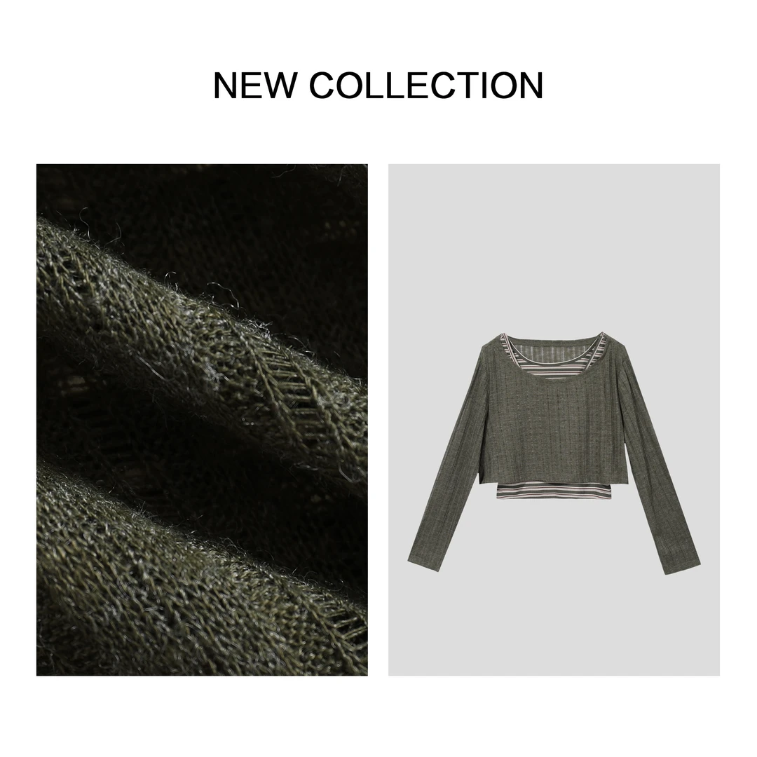 【洛美美专属】X3F39009B 女士圆领线衣搭配简约背心-9009