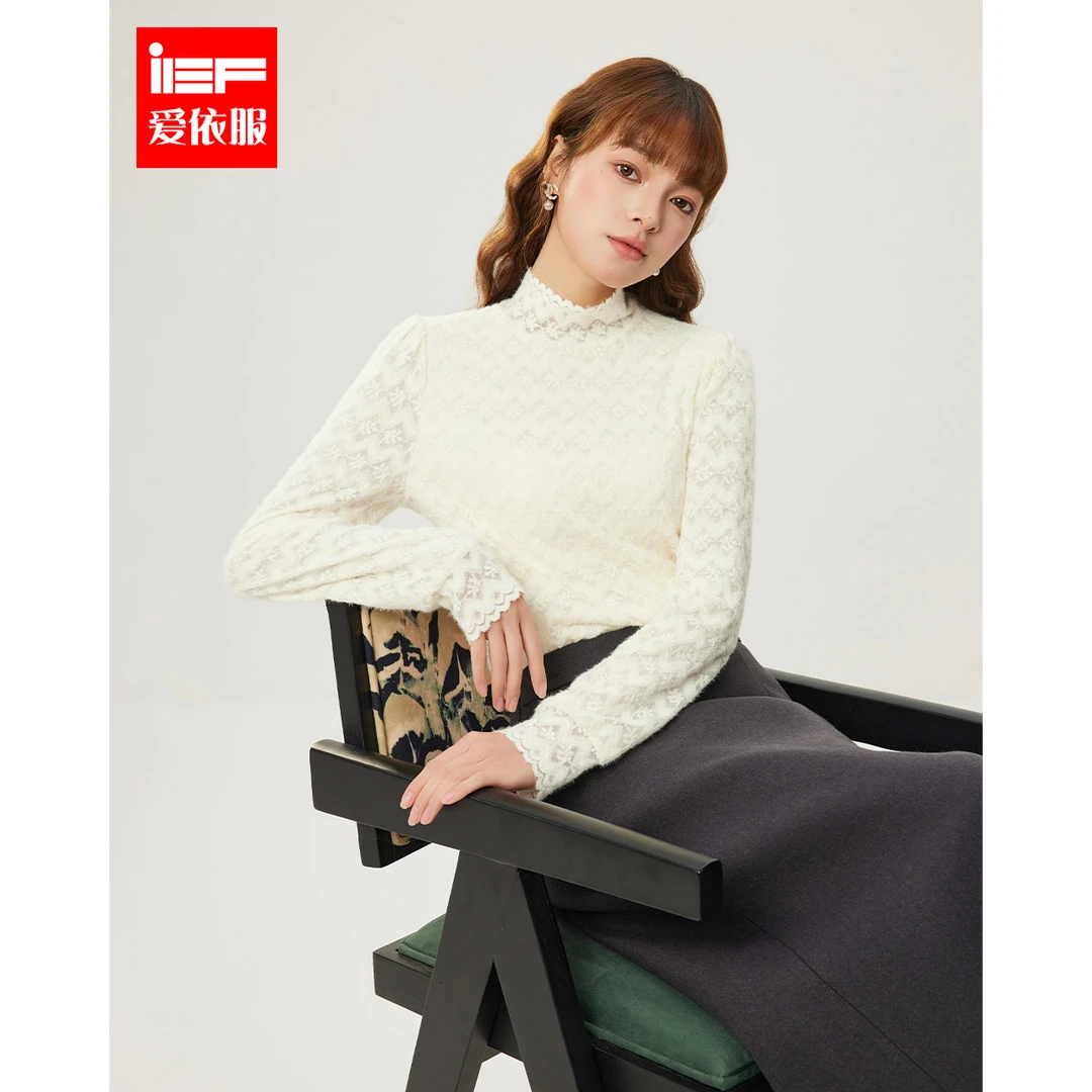 IEF/爱依服2025冬季新款法式成熟女人味通勤百搭保暖蕾丝打底衣