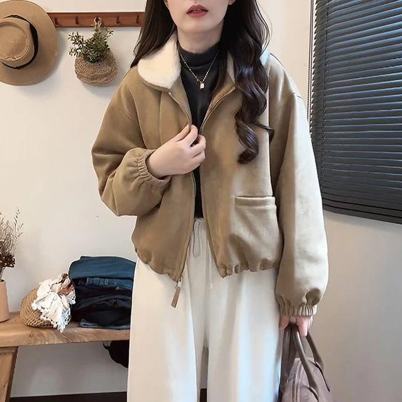 高级感时尚翻领外套女2025秋冬新款今年流行百搭爆款保暖棉衣