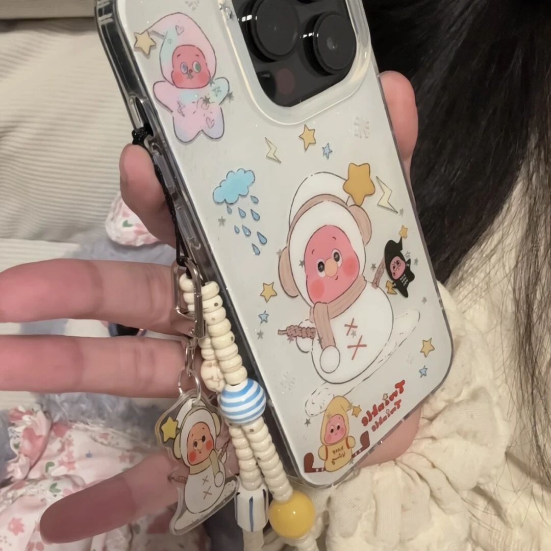 红脸雪人星星人适用苹果16promax手机壳iphone15pro链条14/13软