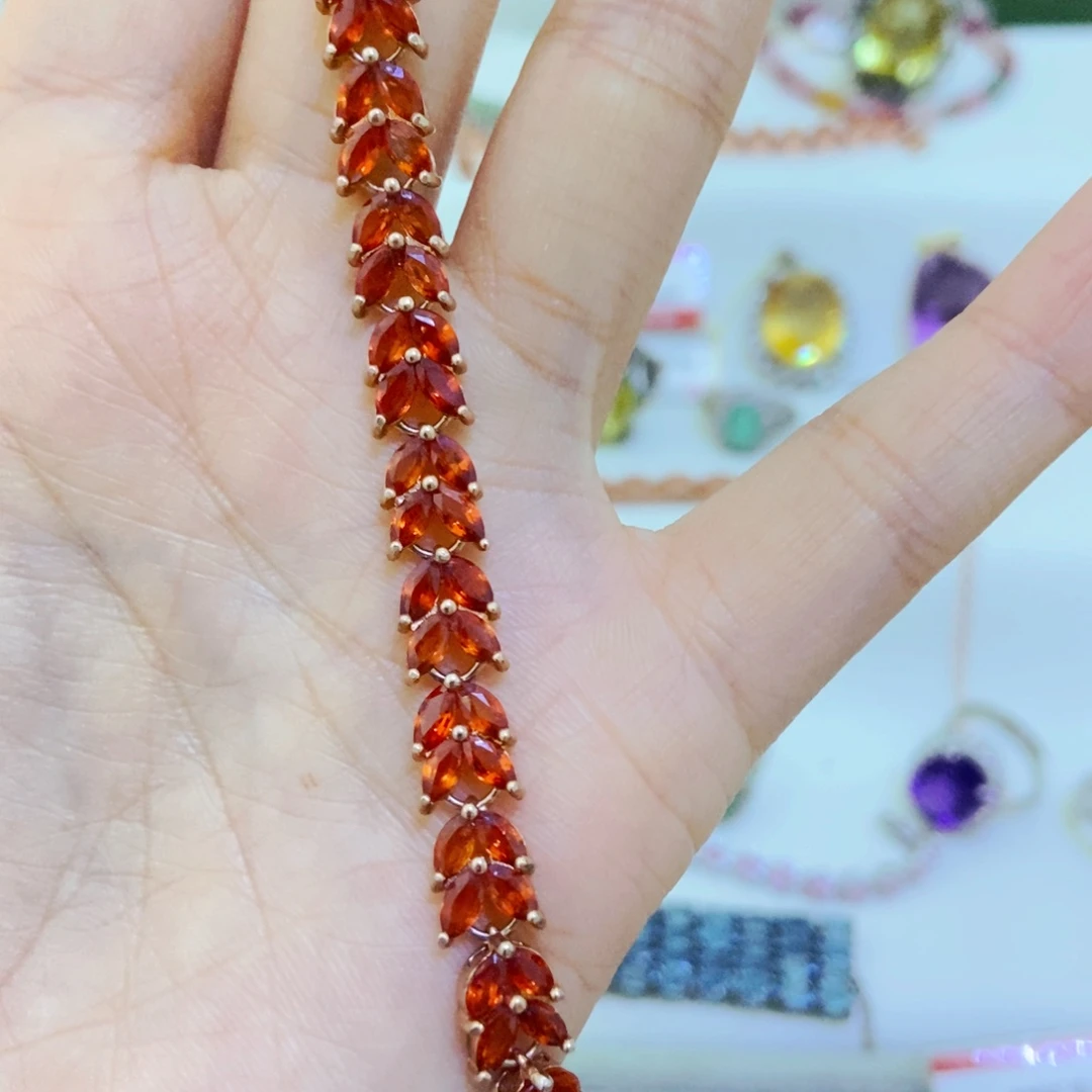 手链彩色蓝宝石银S925镶嵌