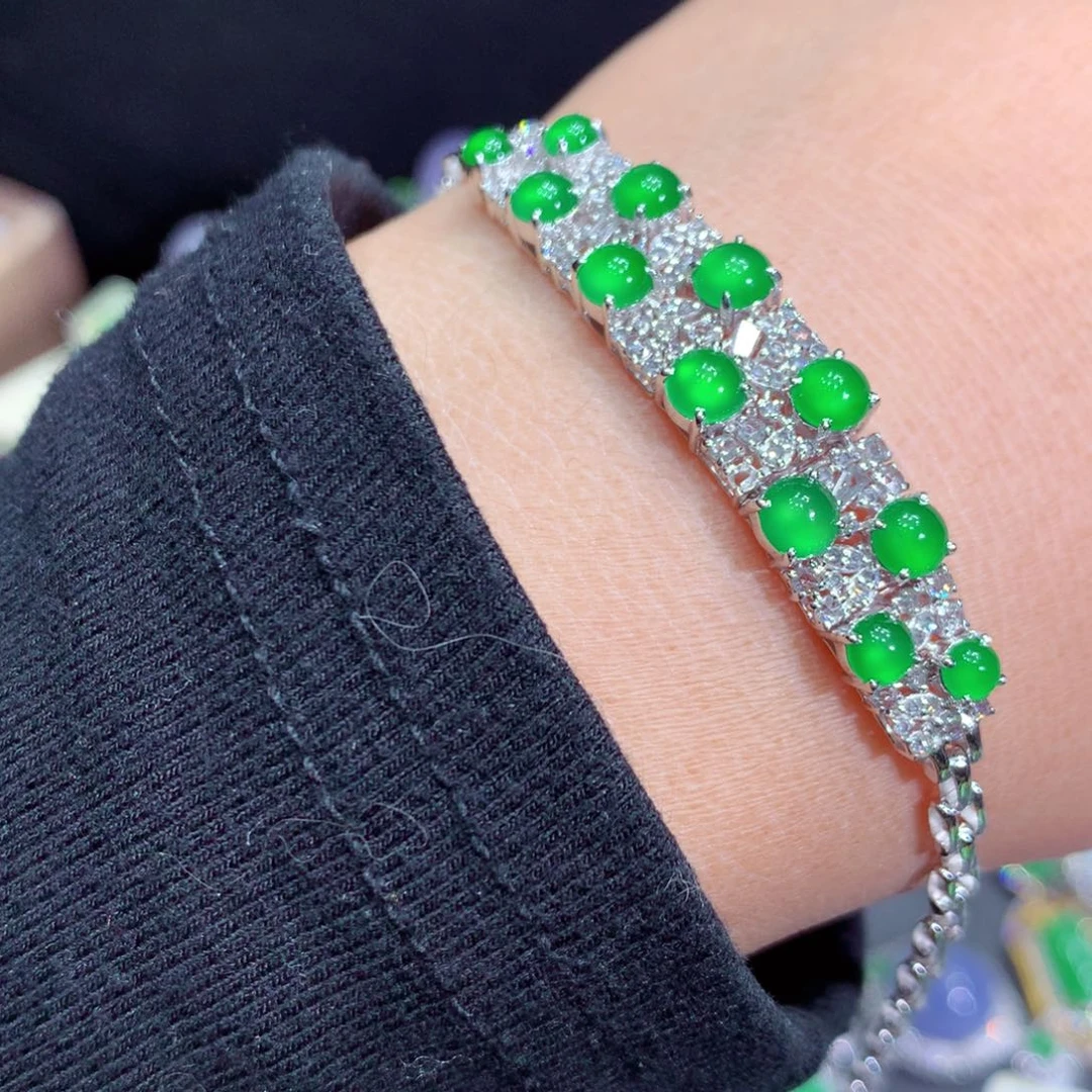 翡翠手链18K金镶嵌翡翠