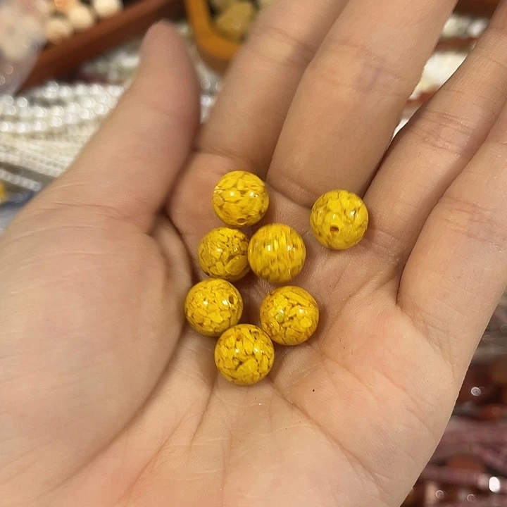 合金玛瑙/玉髓珠宝半成品7颗10mm圆珠