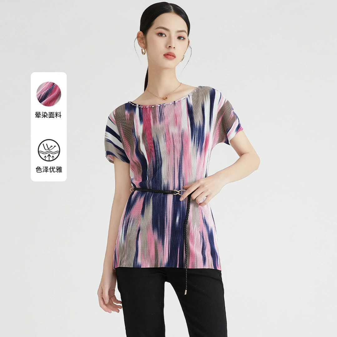 MY TENO/马天奴VRS401运动时尚夏季速干印花圆领优雅晕染上衣