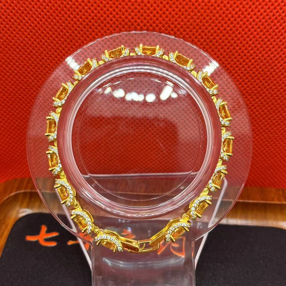 合金锆石手链 百搭首饰珠宝链子圈圈熔岩女士金素款女款锆石手饰