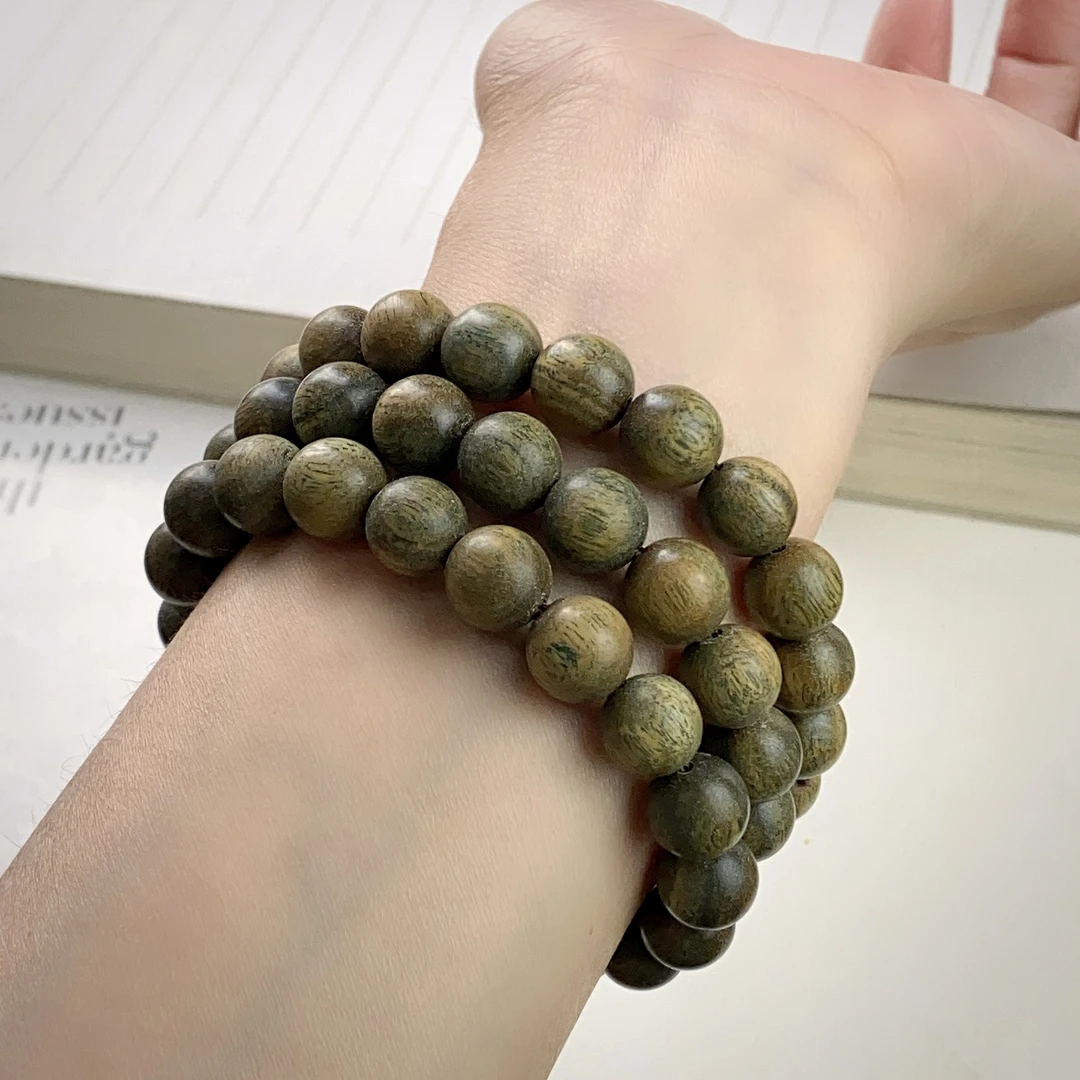 1888/ ZY888-762 精品老料绿檀木9+手串时尚款/多