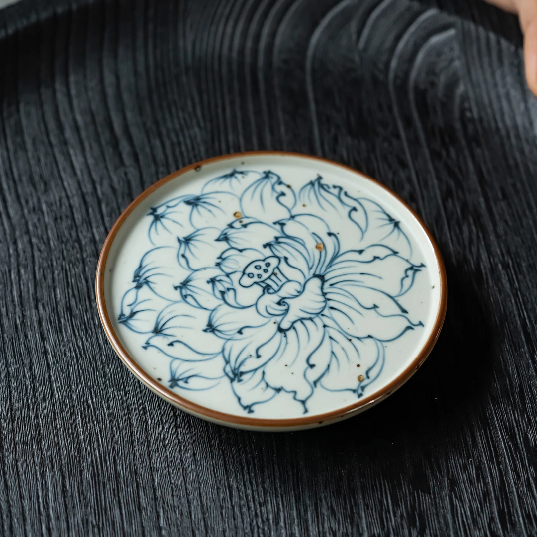 南青 高温全手工手绘青花陶瓷 花开见佛壶承