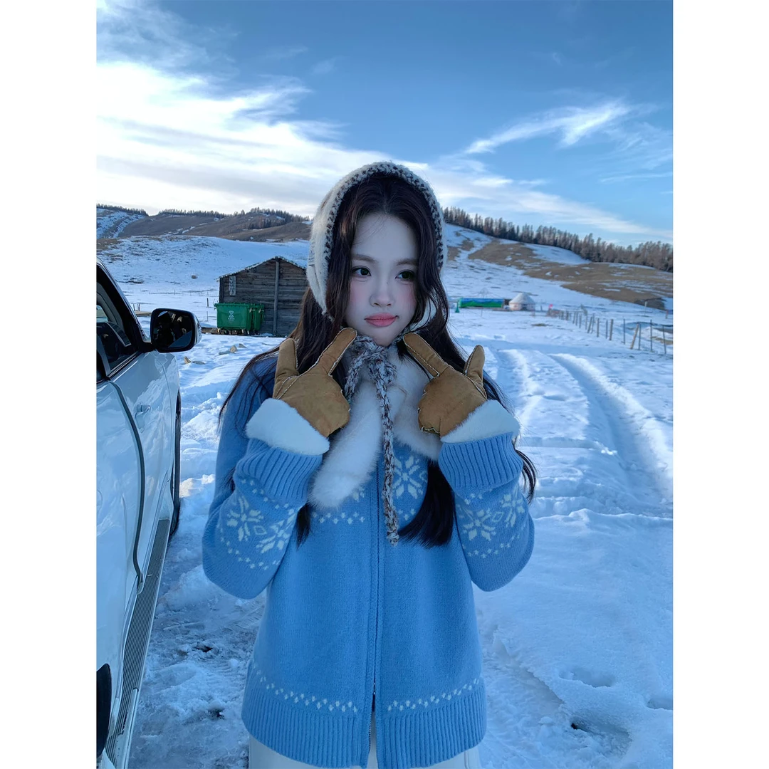 现货2831X大婉酱千千【冰岛极夜】安迪绒费尔岛毛衣冬显白加厚上衣