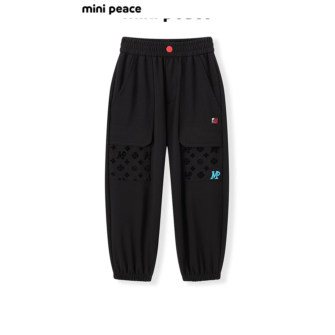 【专柜同款】MINIPEACE太平鸟童装男童工装裤春季儿童暗纹裤子
