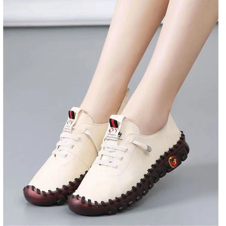 牛筋薄款平跟秋圆头秋季平底防滑单鞋休闲鞋韩版牛筋底皮鞋豆豆鞋