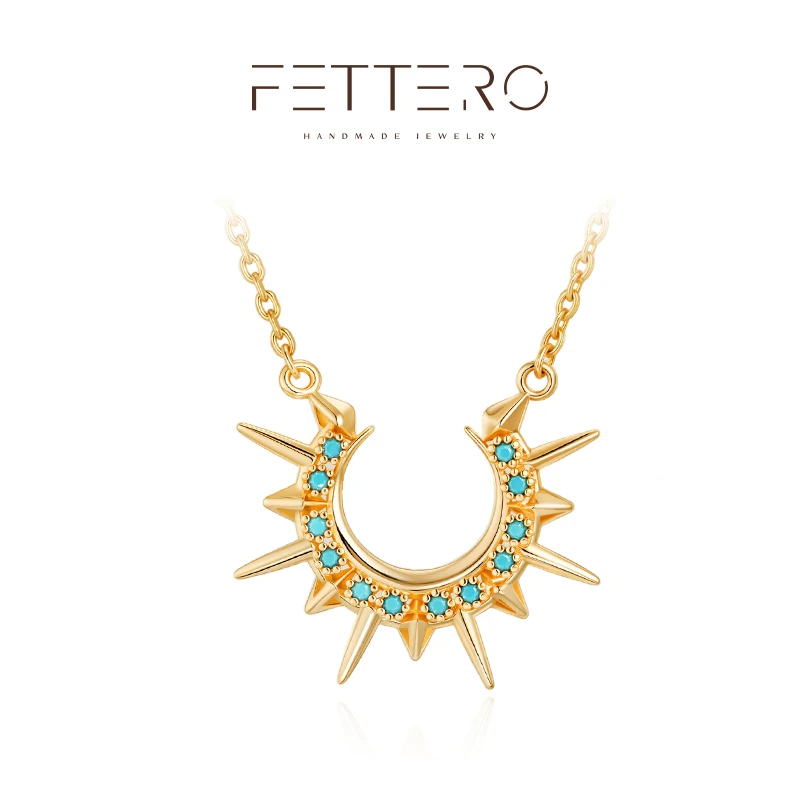 fettero 铜合金项链 【金色绮梦钻芒星月项链】气质轻奢镶钻