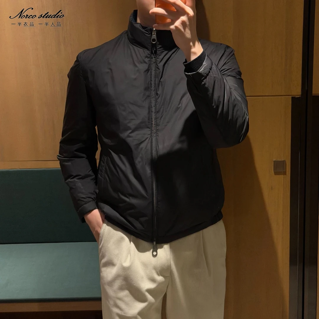 【诺可高定】冬季城市商务通勤双面穿90白鹅绒立领轻量羽绒服 68088