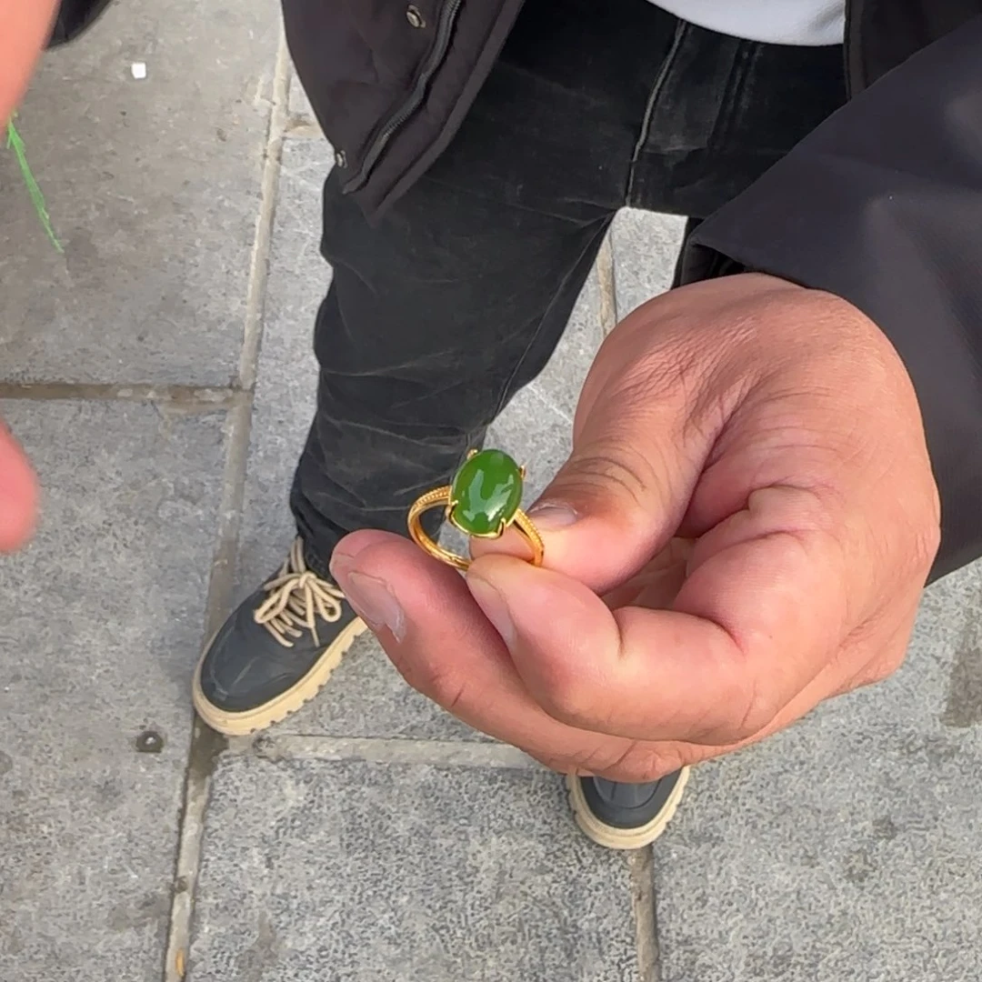 和田玉戒指银S925镶嵌