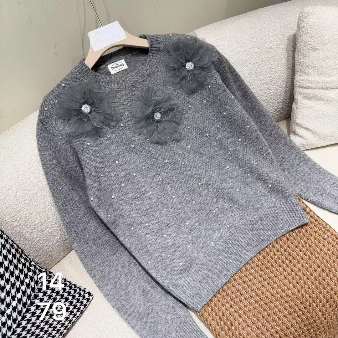 针织毛衣保暖时尚加厚厚款上衣女士长袖保暖（9368）