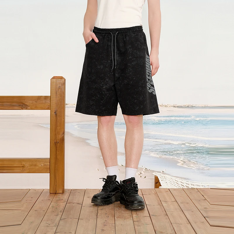 【INXX】复古校园感短裤主题字母印花直筒裤男女同款XRF2240977