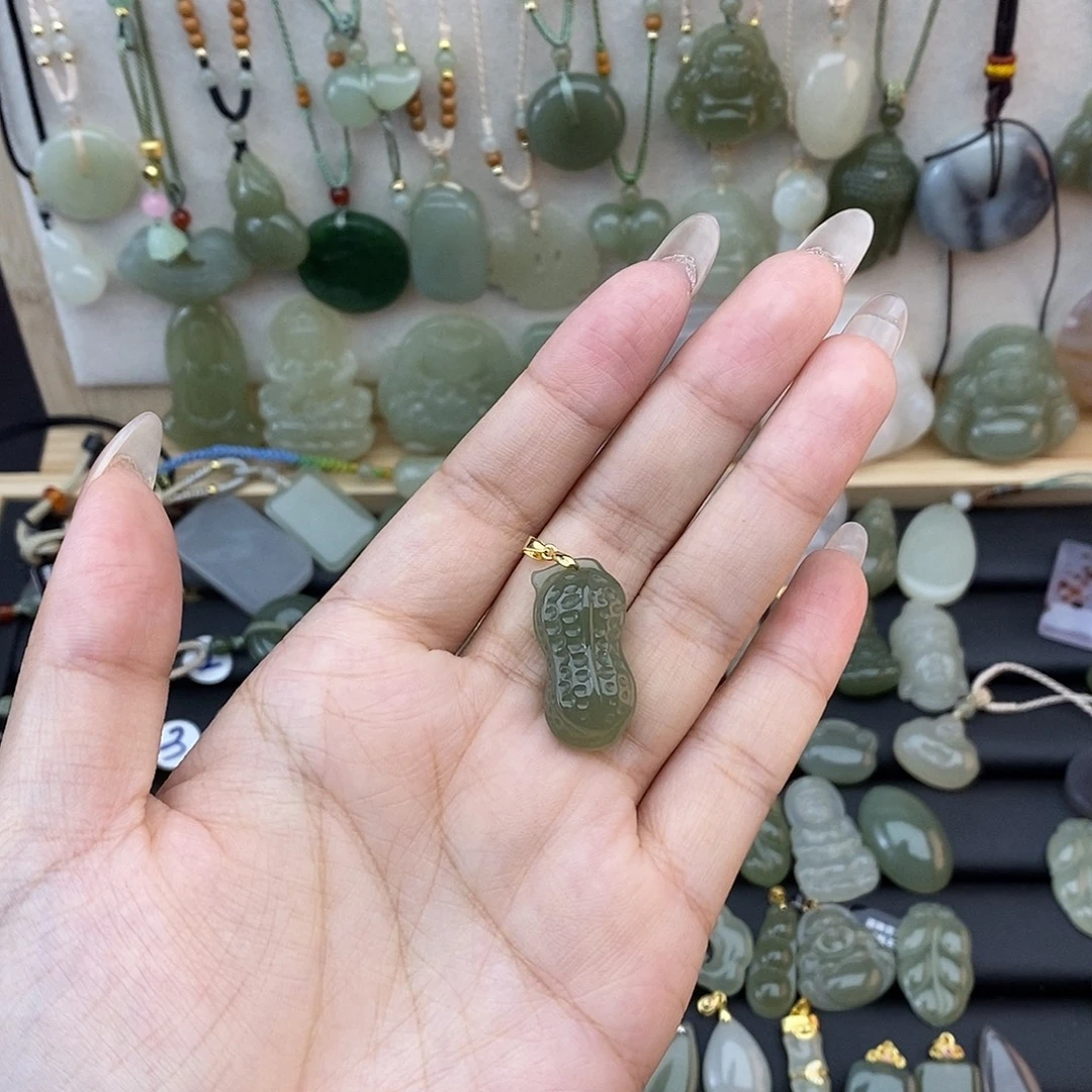 和田玉银S925镶嵌吊坠(不含链)