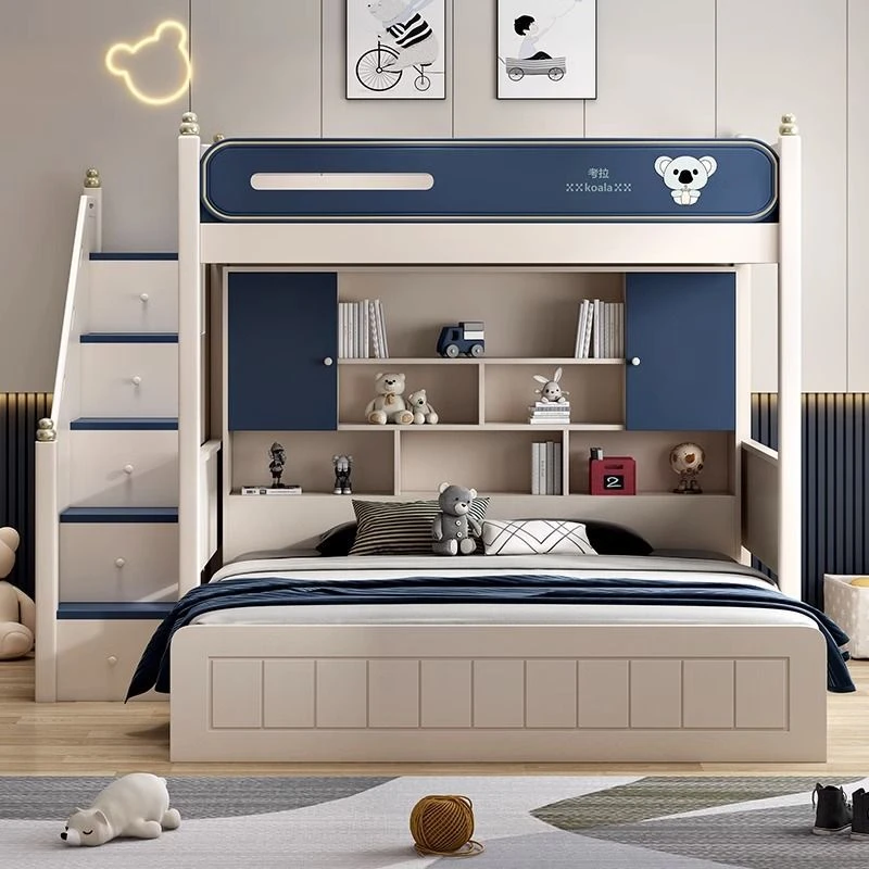 2025年新款双层床多功能上下床大人上下铺儿童床错位型实木子母床