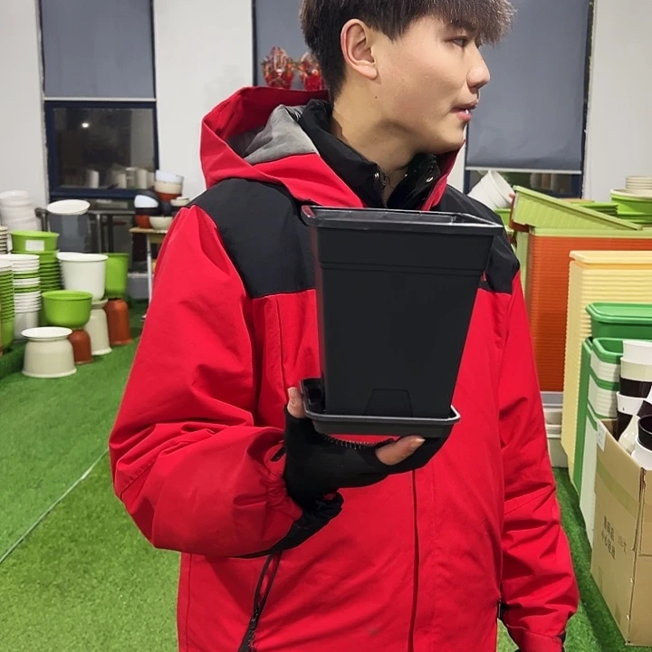 清仓方盆口16高18黑色5只带托