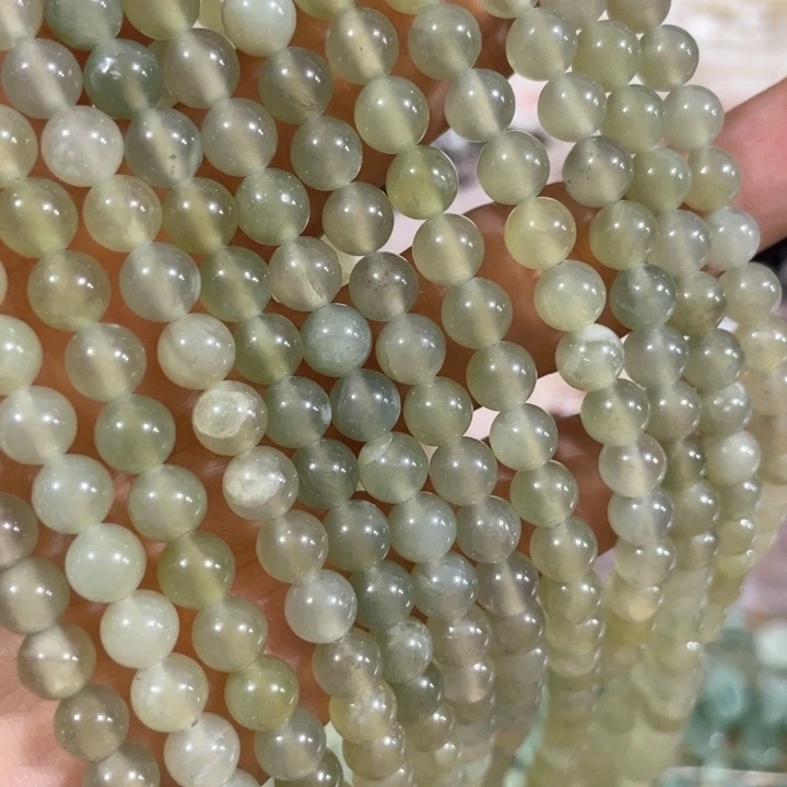 大理石磁石6mm岫玉圆珠一条