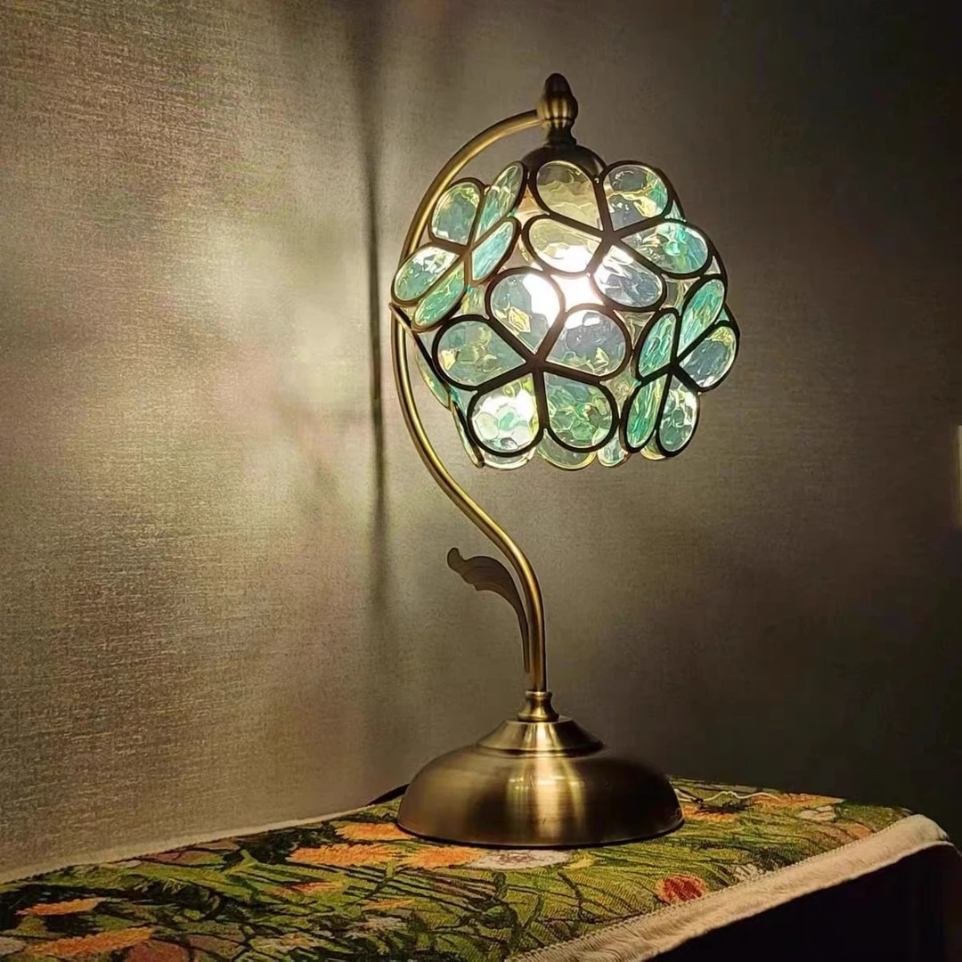 蒂凡尼花瓣台灯温馨卧室浪漫结婚玻璃