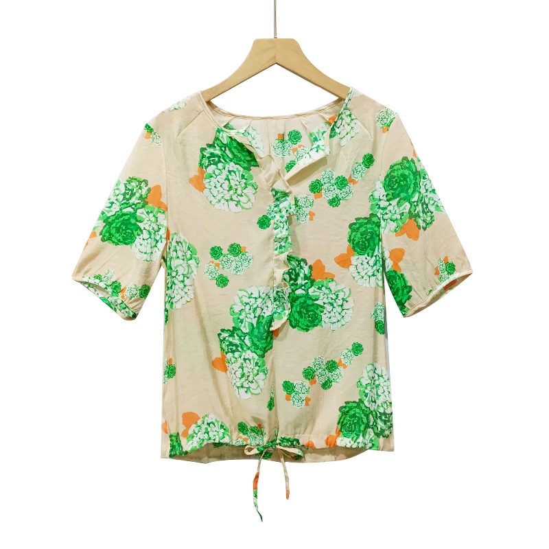 短袖花衬衫女气质时尚夏季薄款休闲百搭宽松印花减龄碎花透气舒适