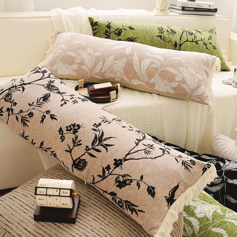 法式复古风客厅沙发加长抱枕套轻奢靠背清新绿色中式飘窗靠垫腰枕