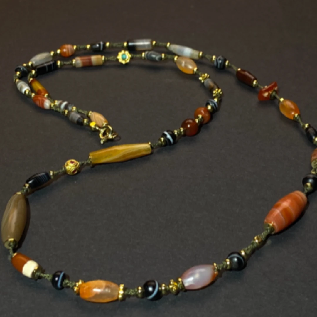 千岁到代西亚小尺寸玛瑙古珠多宝男女同款项链