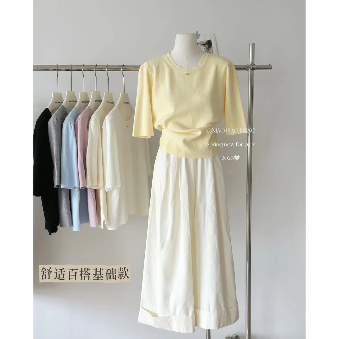 韩版时尚气质通勤简约高级感小众减龄显瘦百搭针织衣女6011#0.12