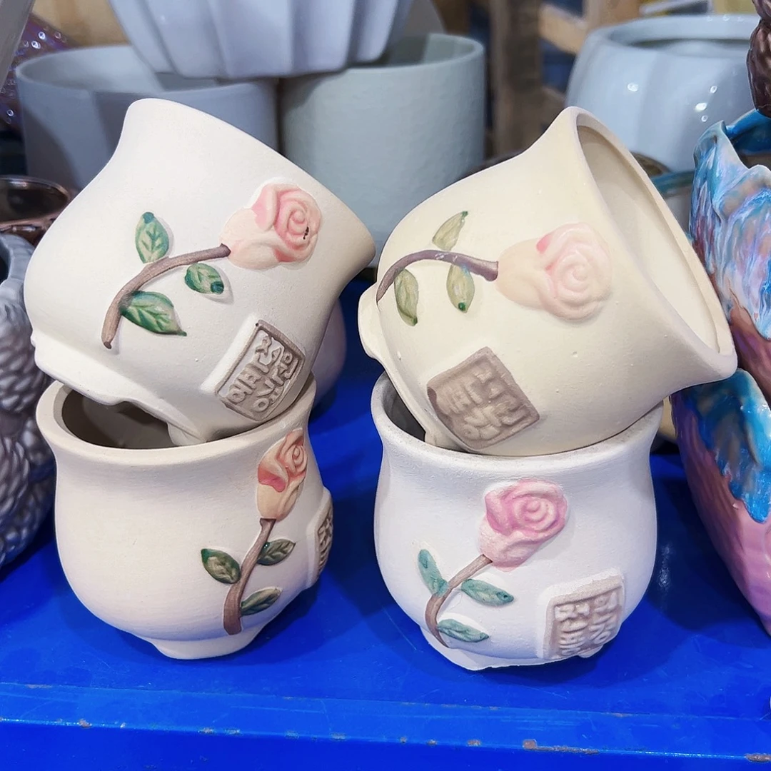 有孔外贸尾单陶瓷花盆凑单10米包邮