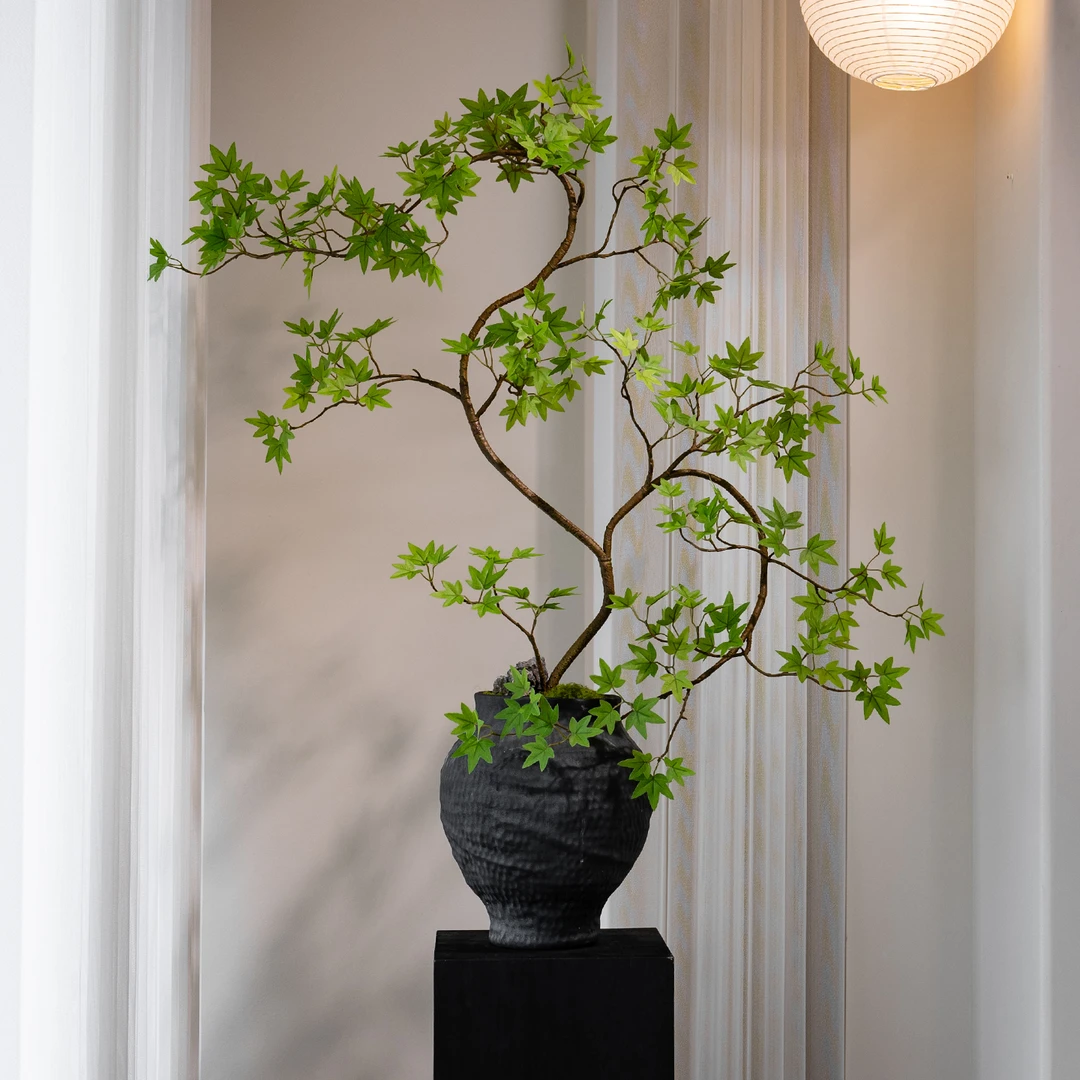 流泉枫仿真绿植宋氏美学高级假花新中式茶室装饰禅意玄关摆件盆景