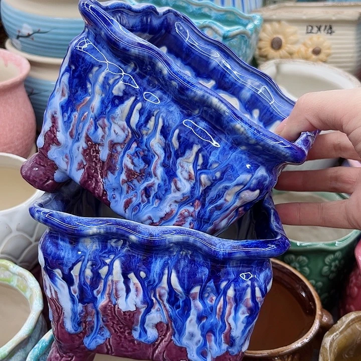 多肉绿植陶瓷花盆9.9包邮，有孔