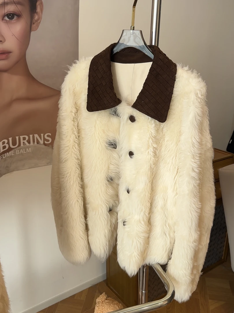 56063【茸系青年】托斯卡纳半卷慵懒风厚冬季外套高智淡人