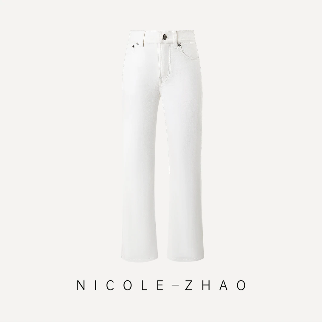 4NKC024【贵姐NICOLE】25年新品意大利进口磨毛白色低腰牛仔裤