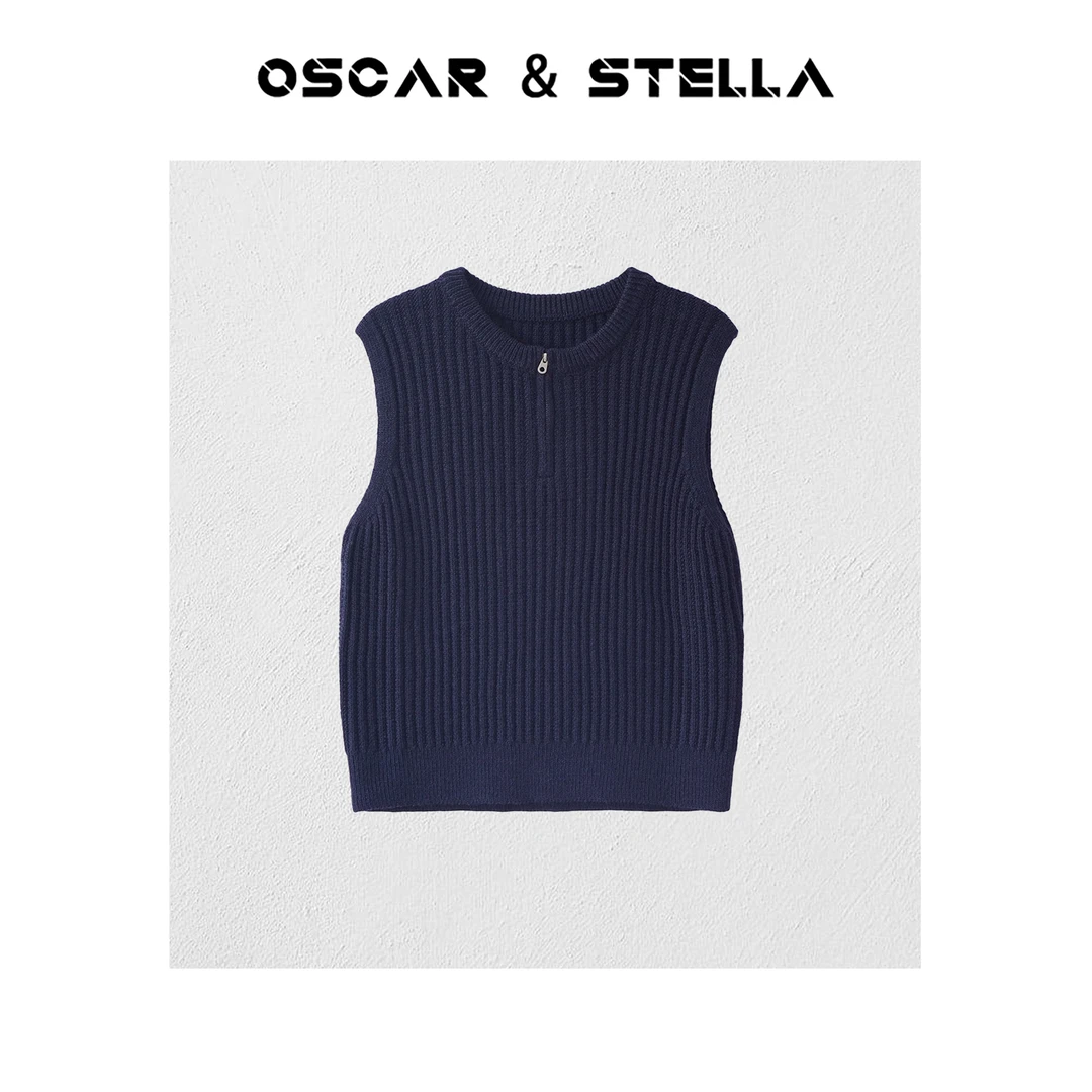 OSCAR&STELLA【秋分】时尚针织休闲纯色圆领马甲346-50317