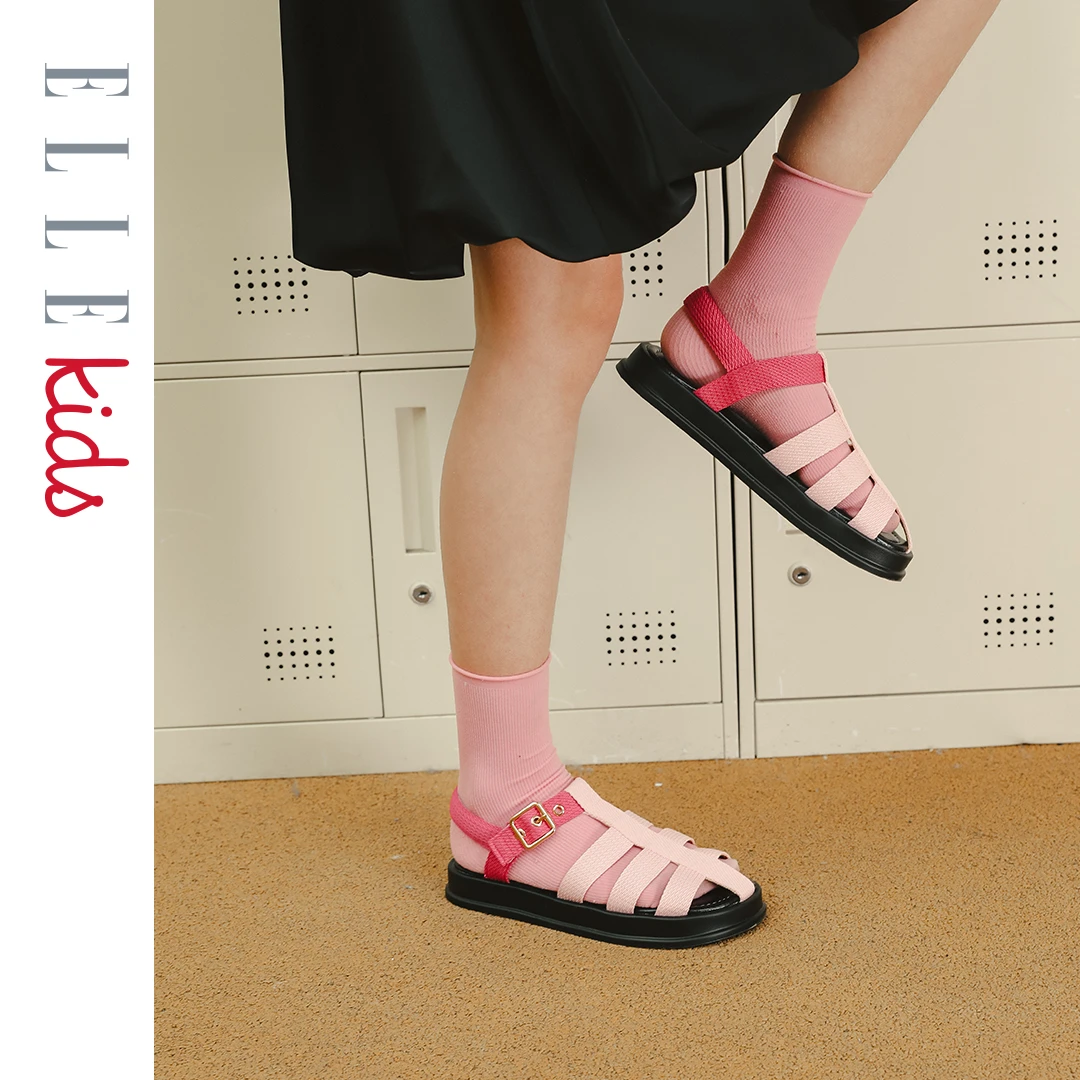 ELLEkids童鞋女童凉鞋包头休闲沙滩鞋小女孩夏款新款时尚儿童鞋子