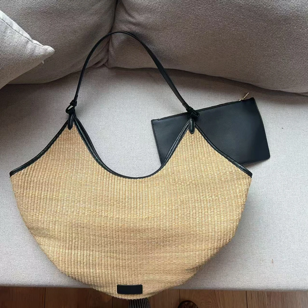 【那尚新品】法式小众气质休闲度假风编织托特包