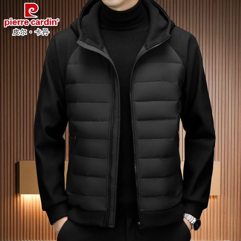 皮尔卡丹秋冬轻薄90%羽绒服男士休闲轻奢连帽保暖外套2025新款装