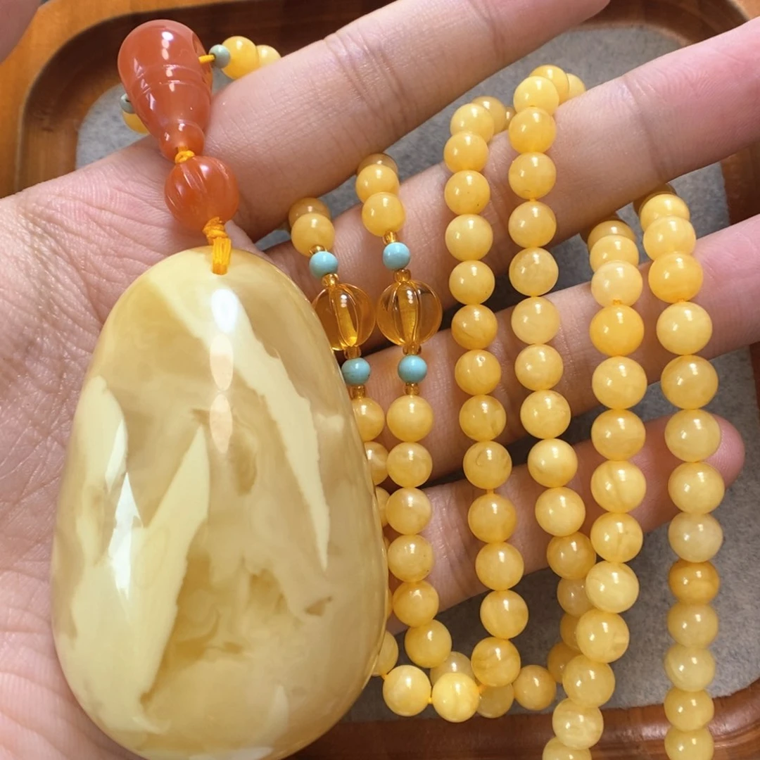 未镶嵌项链蜜蜡吊坠