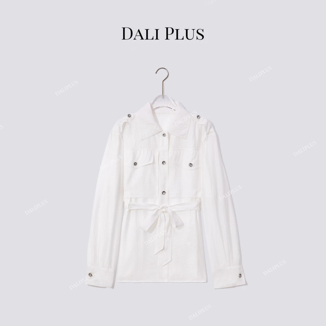 DALI PLUS极简老钱风设计感春夏白色凉感休闲长袖风衣-D5ST1098