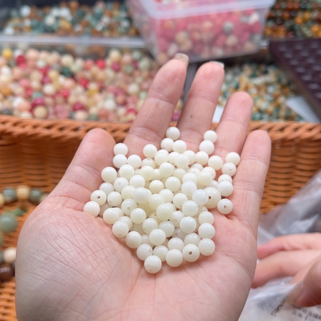 吊坠白玉菩提p x59/6mm/100颗纯白圆珠瑕