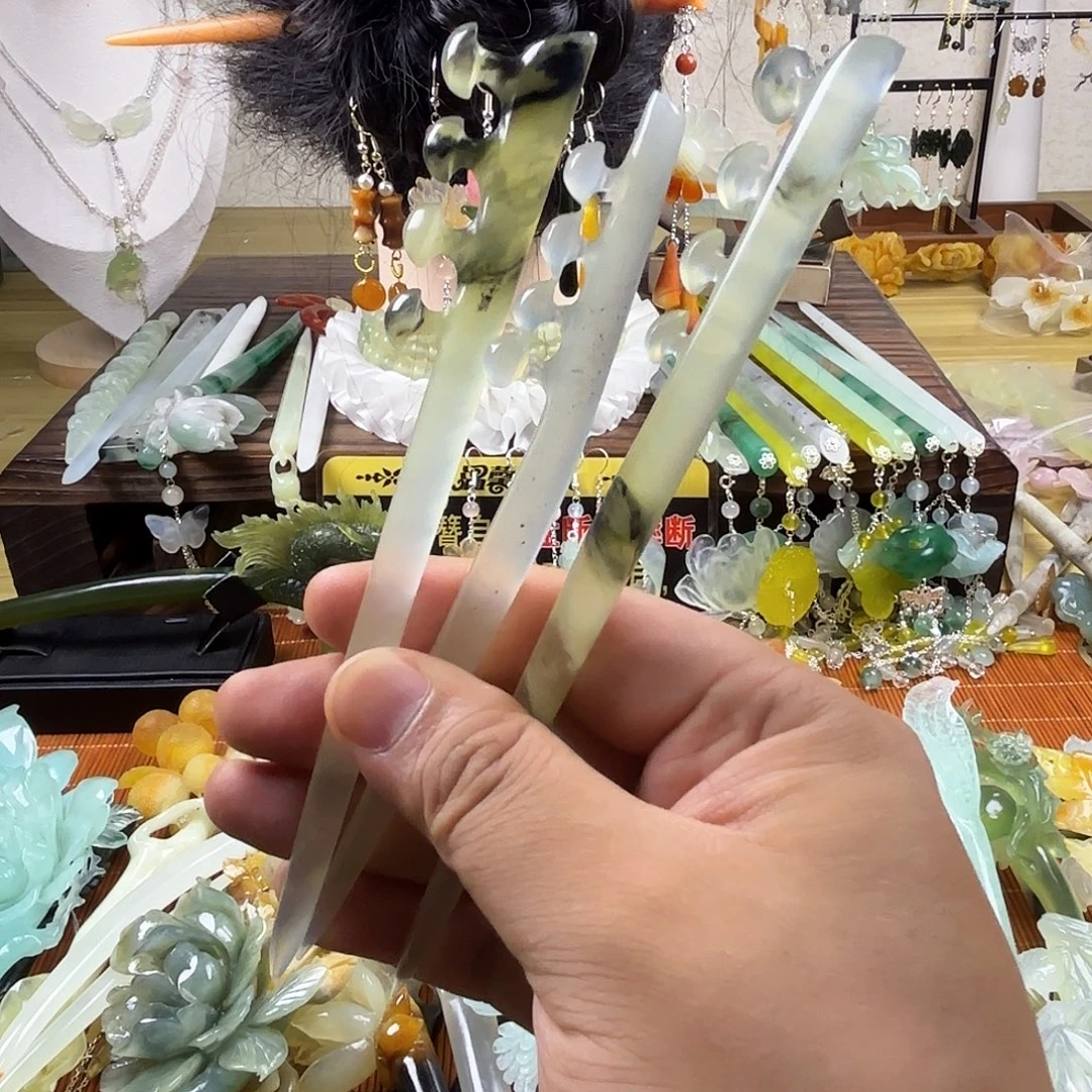 合金蛇纹石玉发饰一支的价格