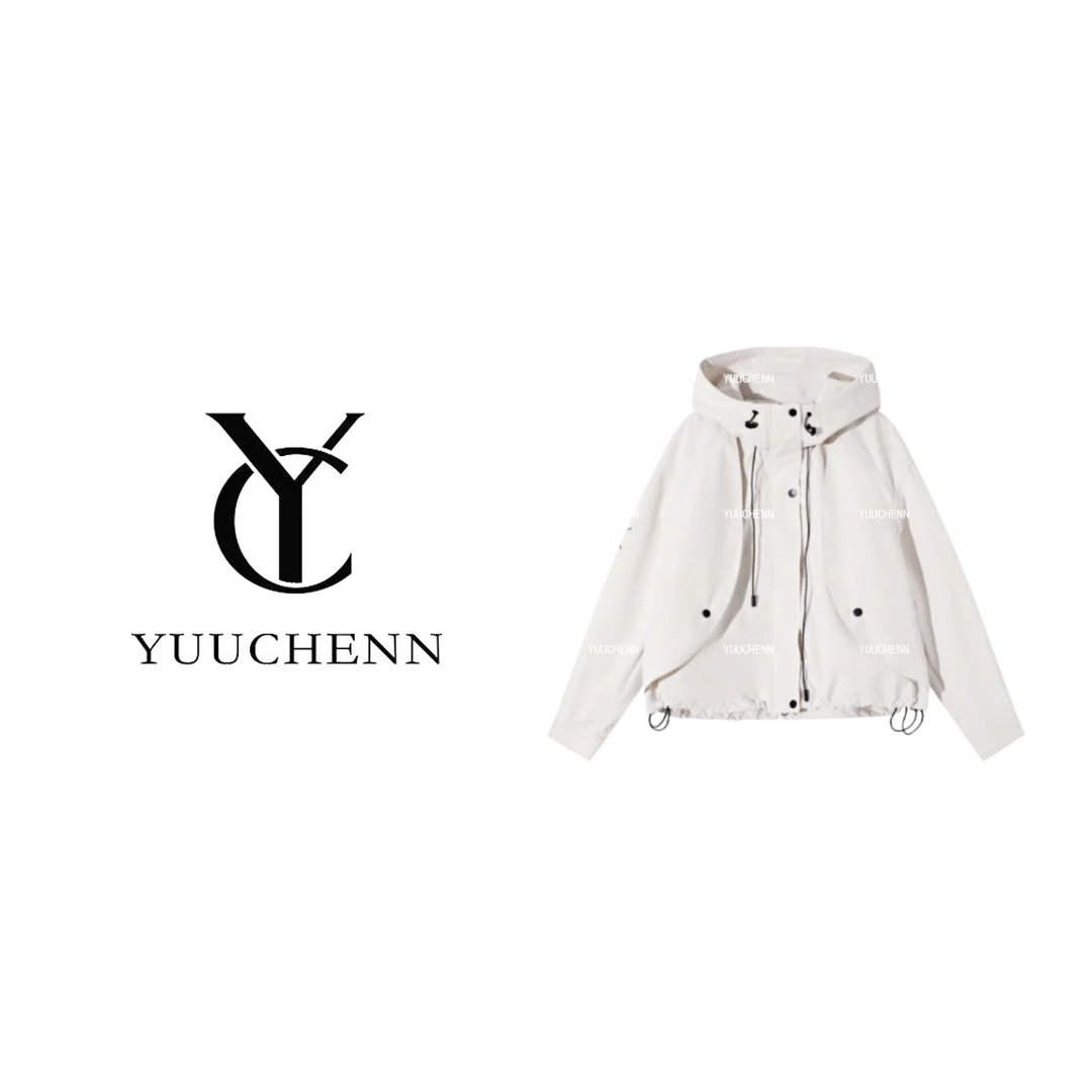 YUUCHENN 简约舒适抽绳连帽宽松显瘦冲锋衣外套 HRBCW1250